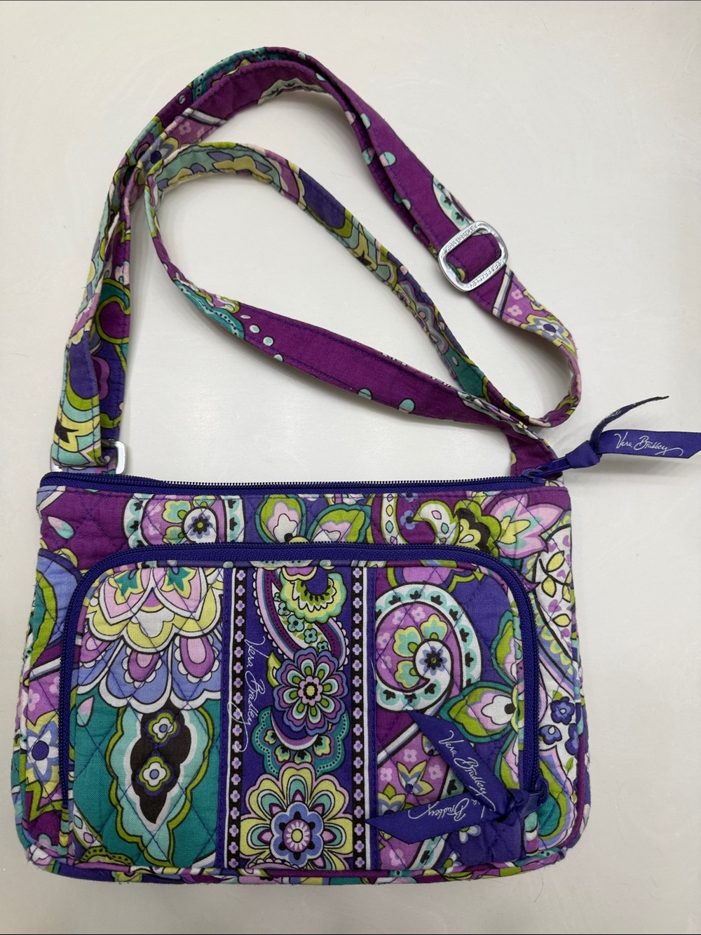Vera Bradley Purple Floral Paisley Quilted Crossbody